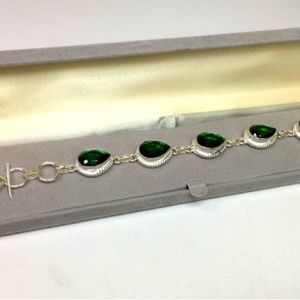 Very Nice Sterling Silver / 925 Bracelet With Teardrop Chrome Diopside
